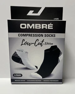 Ever Athlete Compression Socks Low Cut Ombre S/M Blk/Wht/Gry - Picture 1 of 4