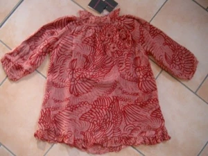 (T63) Vestido de seda ANTIGUO BATIK niñas forrado en forma de A flores ribete talla 92 - Imagen 1 de 3