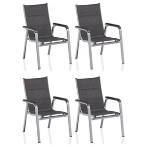 Kettler 4x Stapelsessel Basic Plus padded silber/anthrazit Stapelstuhl 69,5x65,5 - Bild 1 von 4