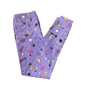 TWEEN LuLaRoe Leggings ~ CANDY PATTERN ~ HALLOWEEN; Sizes 00-0; purple - Picture 1 of 5