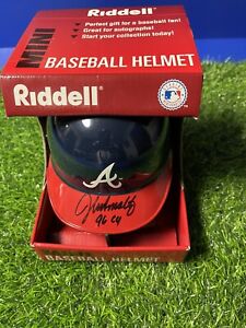 MLB Atlanta Braves Autographed Mini Baseball Helmet John Smoltz Hall of Fame 