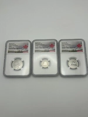 2020 Specimen Set Canada 3 Coin Set Beaver 5c Bluenose 10c Caribou 25c NGC Sp70  - Image 1 of 4