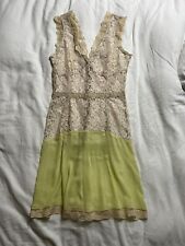 Plenty By Tracey Reese Anthropologie Cream Lime LACE And Silk Party Dress Sz 10