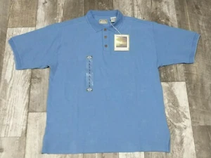 Polo uomo colletto blu taglia L grande marchio bungalow 100% cotone premium - Foto 1 di 7