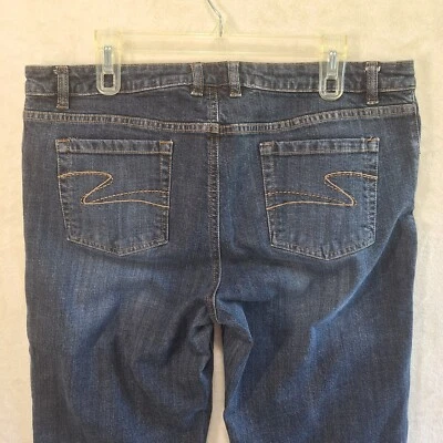 Jeans para mujer Liz & Co azul capri talla 16 puños pierna elástica denim bordado Foto 1 de 4