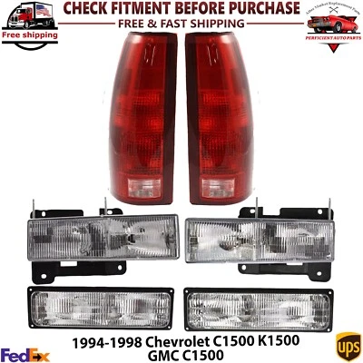 车头灯尾灯套件左右适用于 1994 - 98 雪佛兰 C1500 K1500 GMC C1500 — 第 1/4 张图片