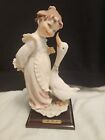B Merli Figurine Young Girl With Goose Capodimonte Style Florence Italy Vintage