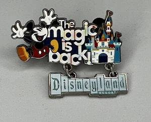 Disney Pin THE MAGIC IS BACK Mickey w Castle Disneyland Dangle Limited 2021 - Picture 1 of 6