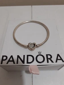 Original Pandora Love Forever and Ever Armreif mit Herzverschluss Silberarmband - Bild 1 von 4