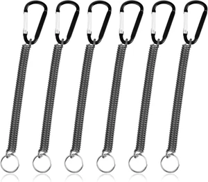 6 piezas de cordones de pesca negros retráctiles de alta resistencia bobina de resorte - Imagen 1 de 12
