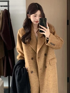 Korean Woolen Coat for Women, Woolen Coat, Medium and Long in Winter - Picture 1 of 11