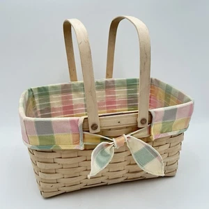 Longaberger Baskets 2002 Whitewashed Osterkorb mit Griffen, Liner, Protector - Bild 1 von 9