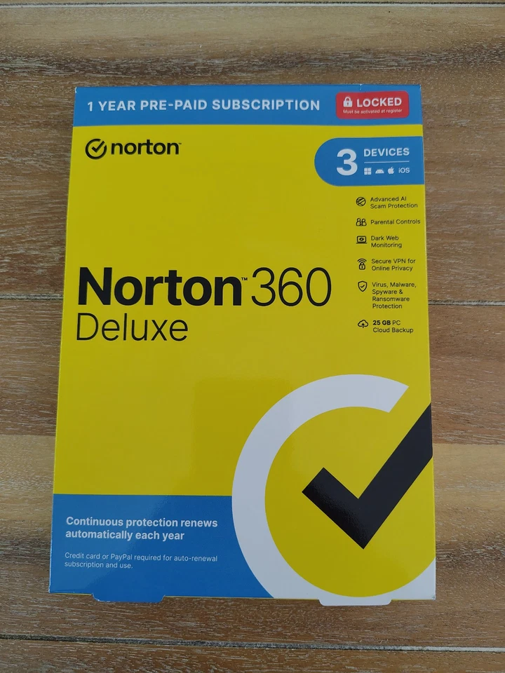 Norton 360 Deluxe for 3 Devices 1 Year Subscription 2025 Internet Security New ! - Image 1 of 2