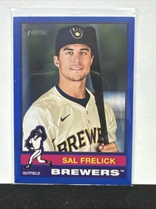 Sal Frelick 2025 Topps Heritage #427 Blue Border SP Milwaukee Brewers - Picture 1 of 10