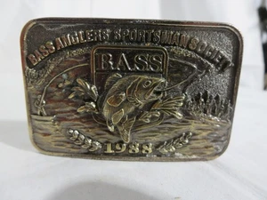 1988 Brass BASS Bass Anglers Sportsman Society Belt Buckle - Picture 1 of 4