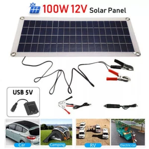 100W Solar Panel Set Trickle Battery Charger Kit 12V For Car Van Caravan Boat UK - Picture 1 of 12