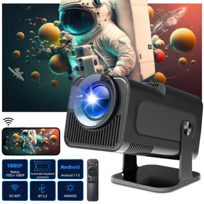 4K 1080P Mini Portable LED Projector Wifi Bluetooth Android Smart Home Projector - image 1 of 4