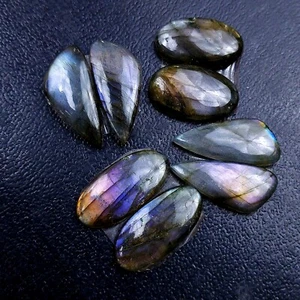 4Pair 48 Ct Natural Labradorite Gemstone Smooth Pair Lot 22X10 19X11mm #R-13173 - Picture 1 of 9