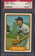 1982 FLEER #536 RUSTY STAUB NEW YORK METS PSA 10 GEM MINT