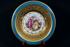 Antica placca Angelica Kauffman Pinx Art garantita oro 22k 11" con cornice SPLENDIDA - Foto 1 di 10