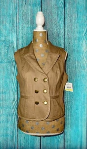 NWT'S RELATIVITY $48 Button Up Vest WARM CARAMEL Beige Size Medium Women's - Picture 1 of 11