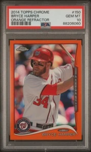 2014 Topps Chrome Bryce Harper Orange Refractor SP PSA 10 - Picture 1 of 2