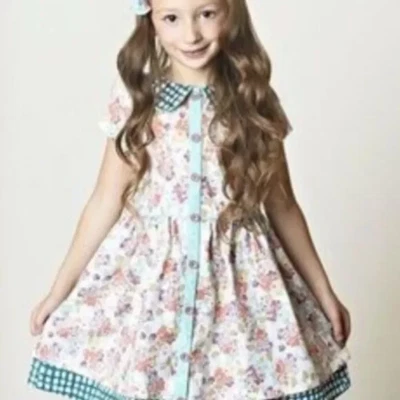 Matilda Jane Friends Forever Dawn Dress Peter Pan Collar Floral Sz 4 - Image 1 of 4