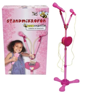 Kinder Standmikrofon mit Ständer Pink 2 Mikrofone Bluetooth Lautsprecher - Bild 1 von 4
