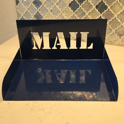 Raro USPS Correo Soporte Metal Recortado Organizador Facturas Oficina Azul Cobalto Foto 1 de 4