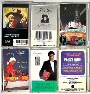 Lot of 6 Cassette Tapes - Jimmy Buffet John Denver Johnny Mathis Percy Faith - Picture 1 of 8