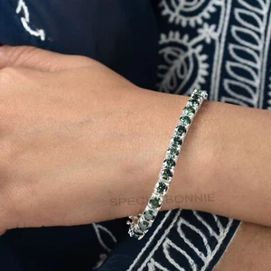 RARE Certified 4mm, 14Ct Blue Diamond Tennis Unisex Bracelet, Great Luter VIDEO - Picture 1 of 11