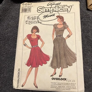 Vintage Simplicity Pattern 8490 Misses Dress In 2 Lengths Sz 6,8,10 CUT 1988 - Picture 1 of 7