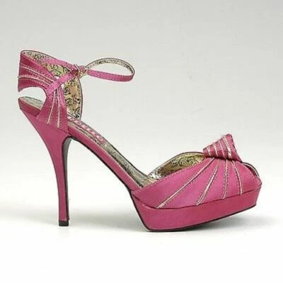 Zapatos de salón con plataforma de satén fucsia punta abierta rosa talla 10 Bordello Preen Foto 1 de 4