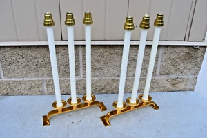 Par de candelabros antiguos chapados en oro con tapa de altar de 3 luces (BX51) chalice co. - Imagen 1 de 7