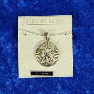 Celtic Trinity Knot Pendant Necklace - Sterling Silver - Irish Love NOS w box - Picture 1 of 7