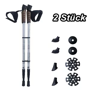 VOSSBACH® 1x Paar Teleskop Treckkingstöcke Silber Nordic Walking Wanderstöcke - Picture 1 of 9