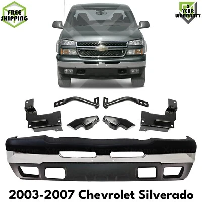 Front Bumper Chrome & Brackets Kit For 2003-2007 Chevrolet Silverado 1500 2500 Foto 1 de 4