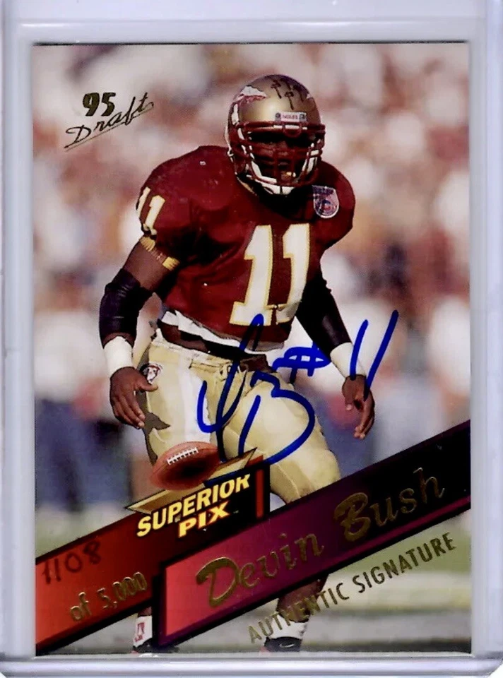 1995 SUPERIOR PIX DRAFT DEVIN BUSH Rookie RC Authentic Signature AUTO #1108/5000 - Image 1 of 1