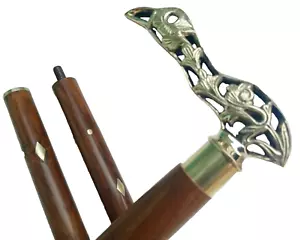 Bastone da passeggio in legno canna vittoriana stile antico manico in ottone fatto a mano - Foto 1 di 10