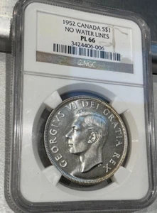 CANADA 1952 SILVER DOLLAR ngc PL66 PROOFLIKE NO WATER LINES - Picture 1 of 2