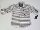 US Polo Assn Boys M 5-6 White Stripe Long Sleeve Buttons Down Shirt NWT