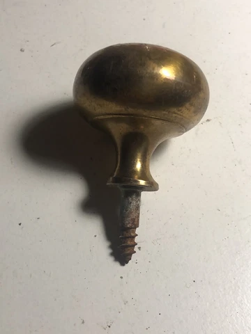 Vintage Brass Single Door Handle Cabinet Doorknob Screw In Victorian/Edwardian Cover