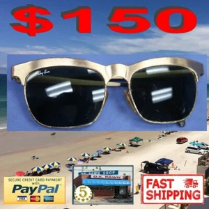 OCCHIALI DA SOLE VINTAGE B&L RAY-BAN W0755 FINITURA ORO SPAZZOLATO G15 UV NUOVI WAYFARERS - Foto 1 di 16