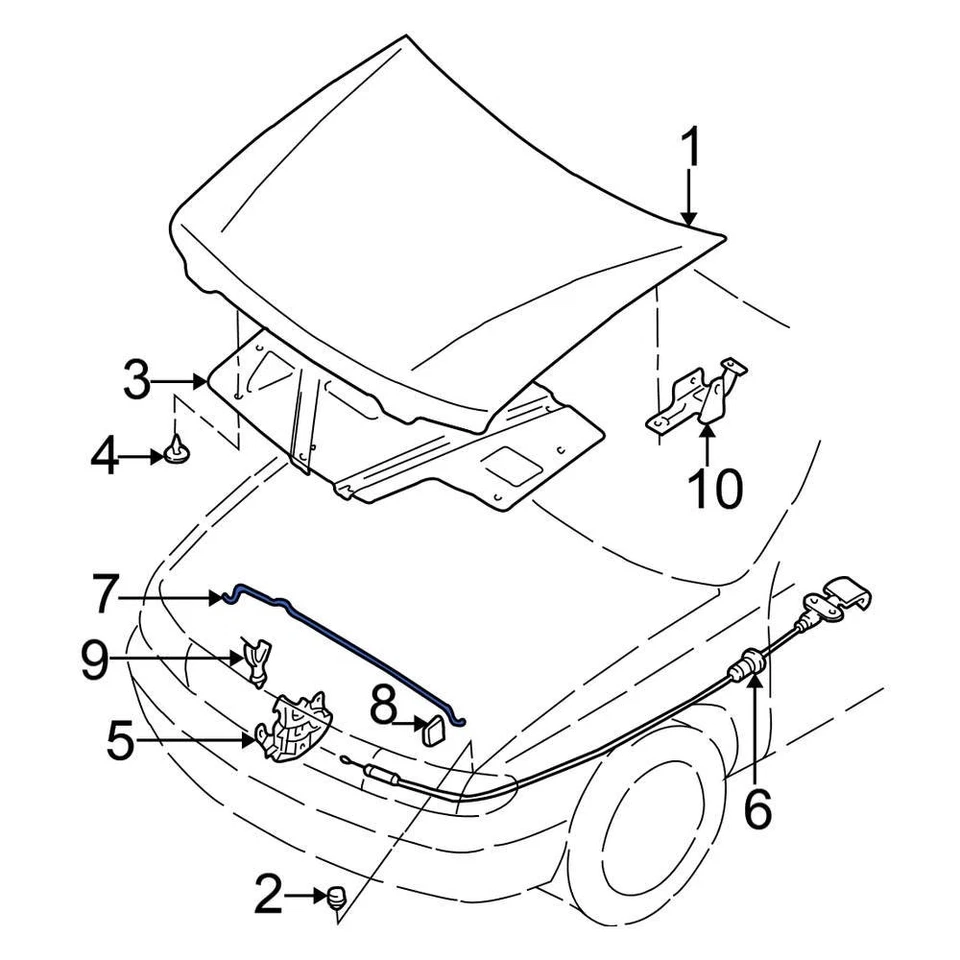 For Nissan Altima 2002-2006 Nissan 657718J010 Front Hood & Trunk Prop Rod - Image 1 of 1
