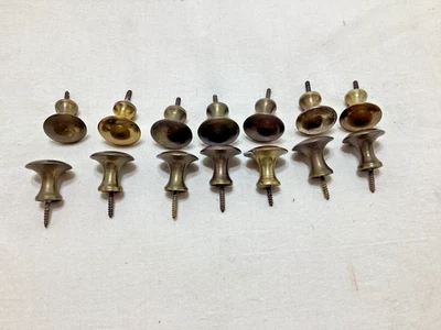 Antique ~ Salvage ~14 Cast Brass Drawer Pull Knobs 1" diameter x 1" tall - #4540 - Image 1 of 4