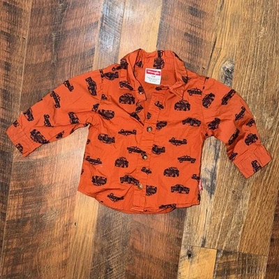 Camisa Wrangler Naranja Niños Abotonada con Estampado de Vehículo Country Tractor Foto 1 de 4
