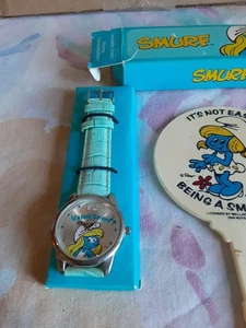50th Anniversary Peyo "Wanna Smurf?" Watch Needs Battery Smurfette Bonus Mirrors - Picture 1 of 7