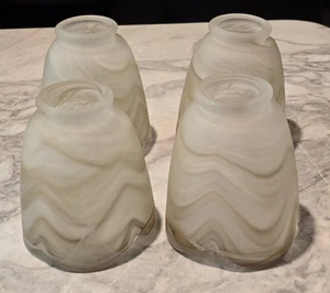 4 VINTAGE HAND BLOWN FROSTED SLAG GLASS LAMP BULB SHADES EXC CONDITION - Picture 1 of 15