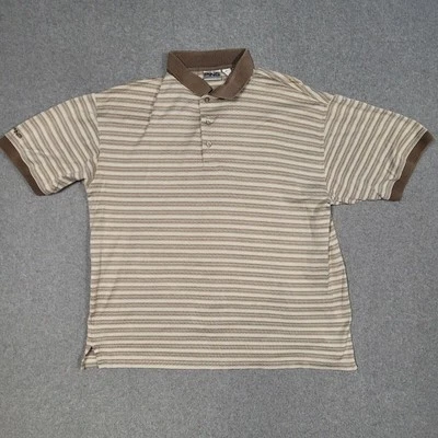 Camisa Polo Ping Para Hombre L Manga Corta Marrón Rayas Pullover Foto 1 de 4
