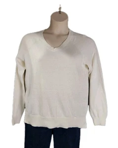 Lucky Brand V-Ausschnitt Pullover Damen Größe M weiß weicher Strick Langarm - Bild 1 von 8